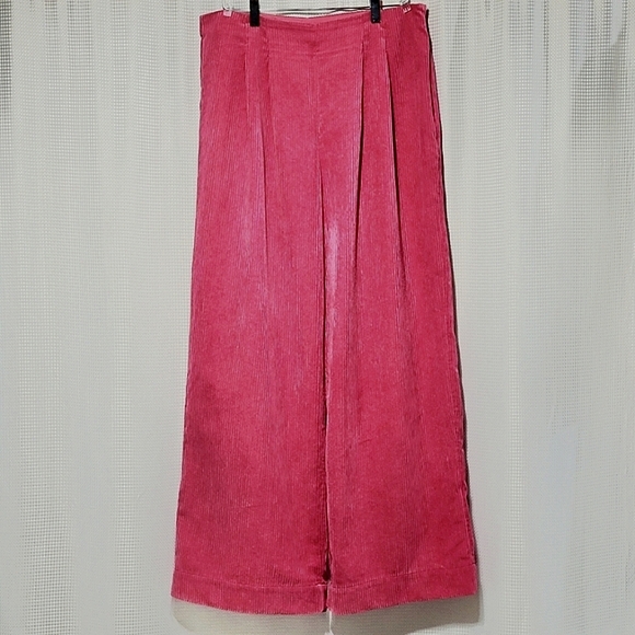 Pants - High Rise Wide Leg Pink Corduroy Pants Women's (L)